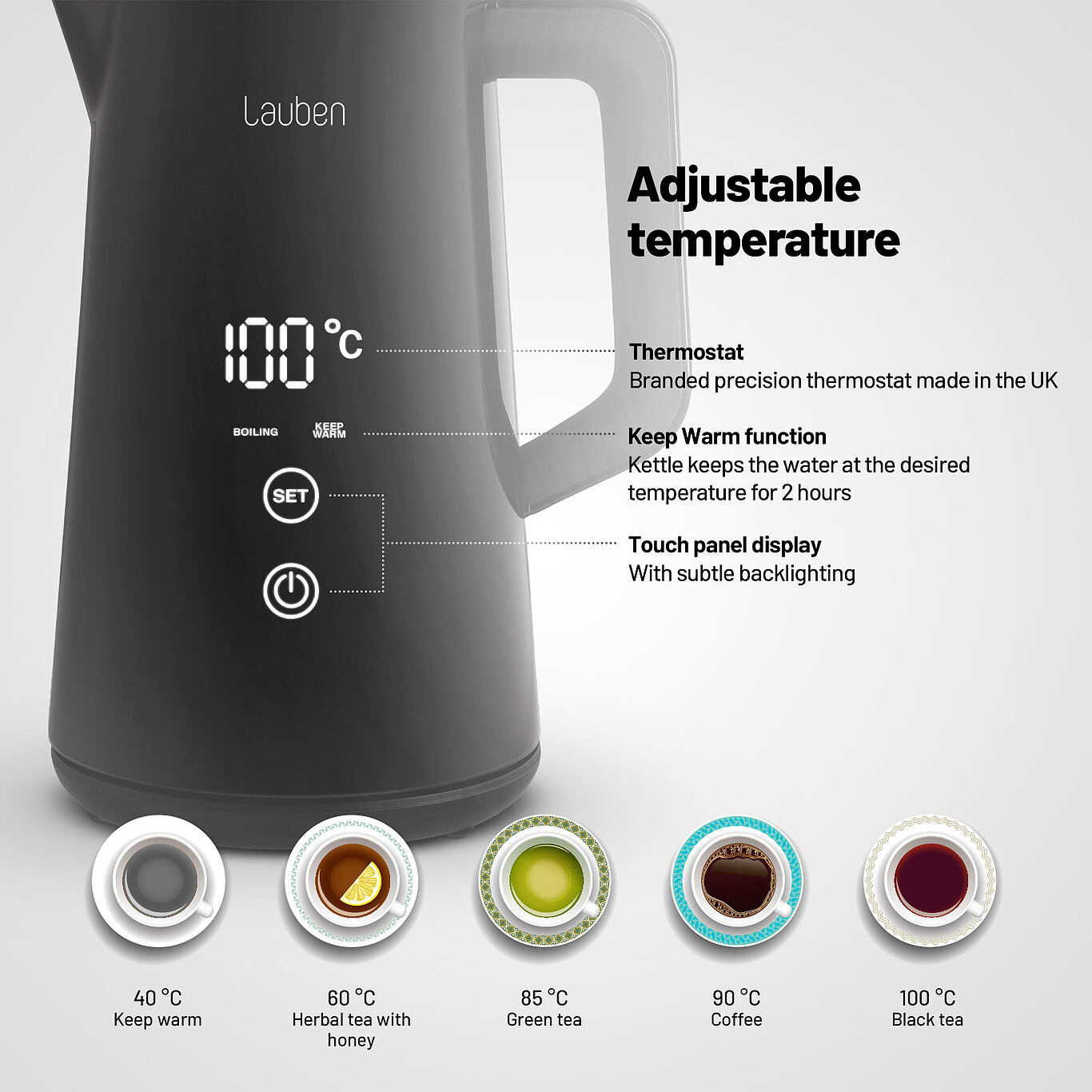Electric Kettle Adjustable 11 Temperatures Water Boiler and Warmer Hot