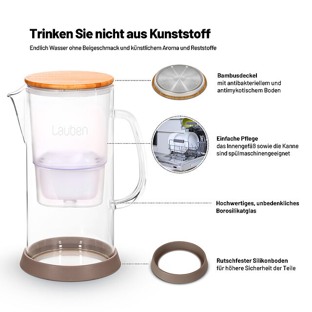 Lauben Glass Water Filter Jug 3200GW